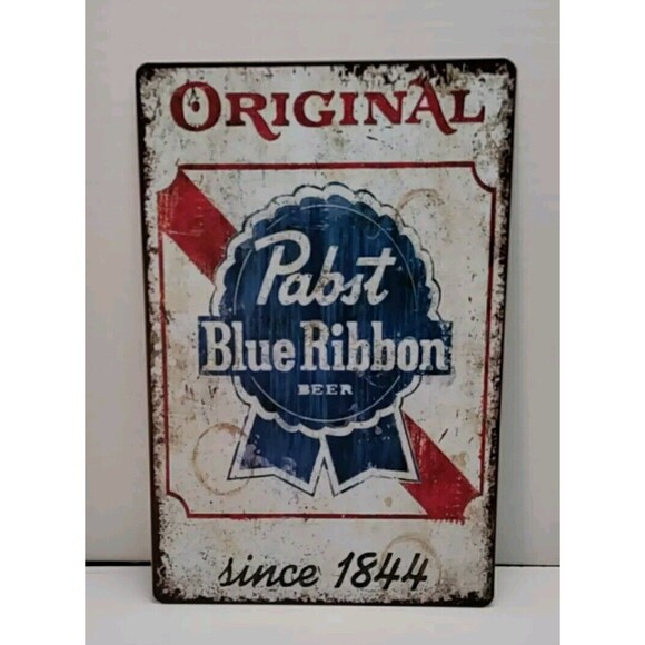 Metal Sign - Pabst Blue Ribbon Beer Since 1844 - Vintage Look Reproduction - Picture 1 of 4